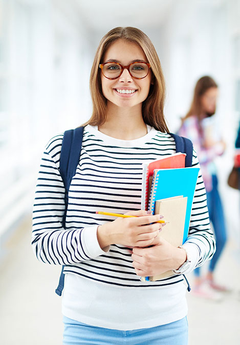 Student holding books